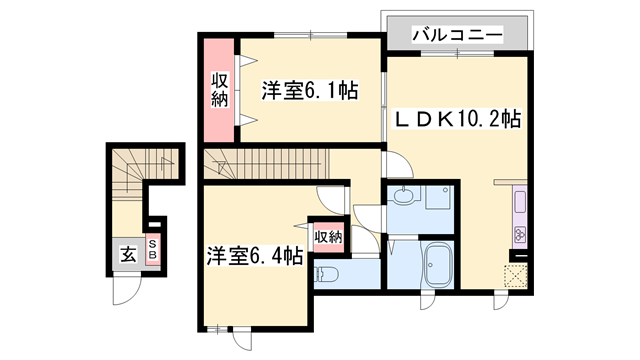 ライラック グレース(2LDK/2階)の間取り写真
