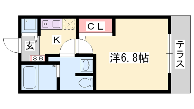 ハンプデンコート(1K/1階)の間取り写真