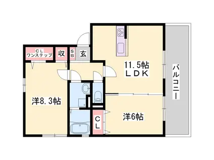 サニーハイツ平田(2LDK/2階)の間取り写真