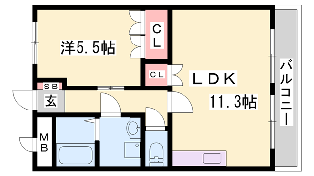 メゾンミルキーウェイ Ⅰ(1LDK/2階)の間取り写真