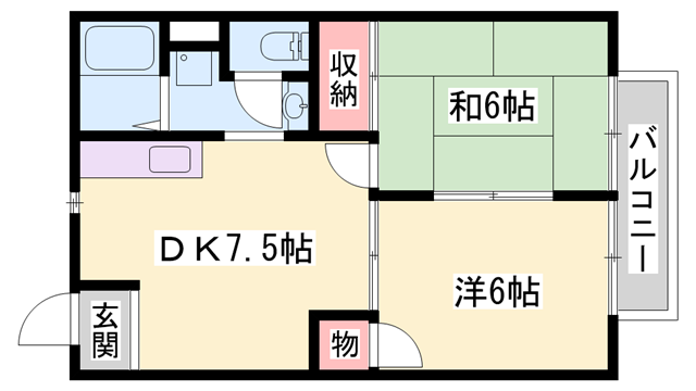 コスモヴィレッジ(2DK/1階)の間取り写真