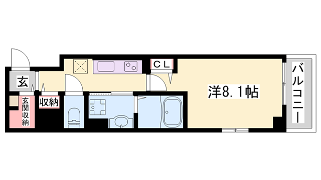 ジュエルⅢ(1K/6階)の間取り写真