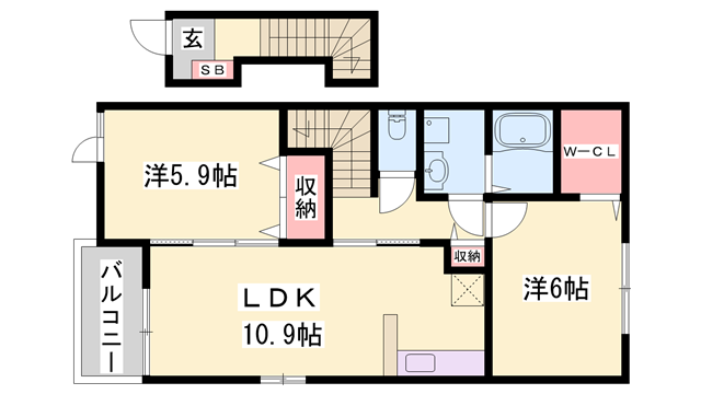 エリーゼ(2LDK/2階)の間取り写真