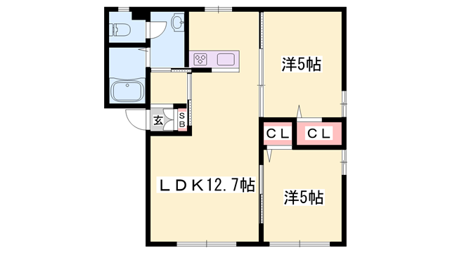 フレグランス加西(2LDK/1階)の間取り写真