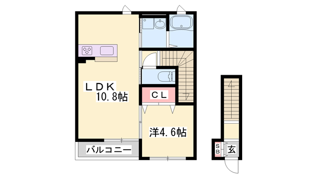 レガーロ阿保(1LDK/2階)の間取り写真