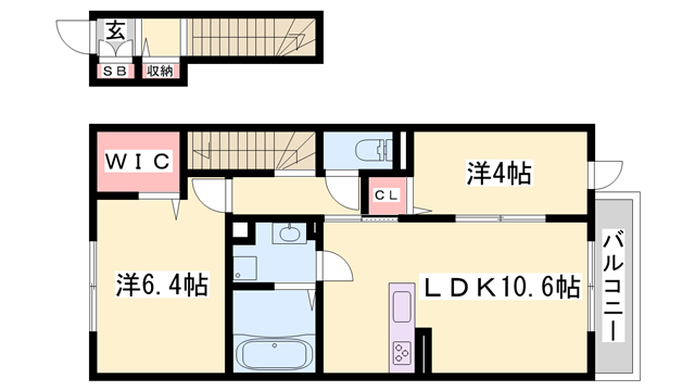 DーROOM社Ⅱ(2LDK/2階)の間取り写真