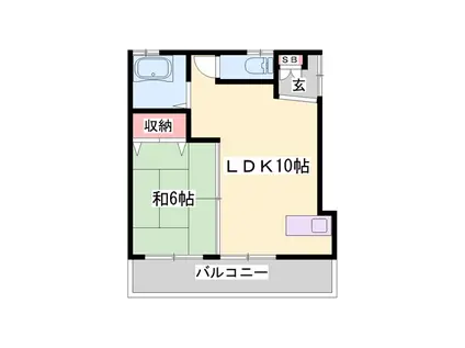 TKマンション(1LDK/4階)の間取り写真