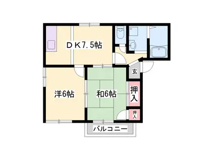 リヴァティ辻井(2DK/2階)の間取り写真