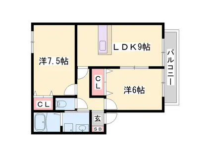 グランドソレーユ(2LDK/1階)の間取り写真