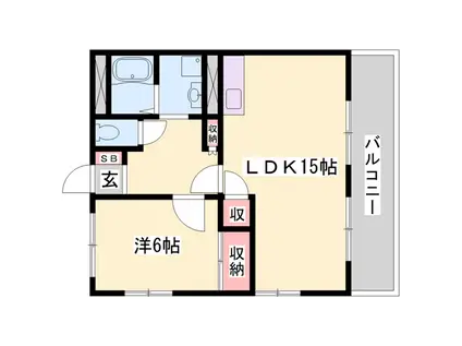 グリーンコスモ田井(1LDK/3階)の間取り写真