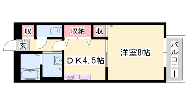 ハイツひまわり(1DK/1階)の間取り写真