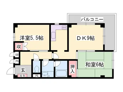 セントラル向陽台(2DK/3階)の間取り写真
