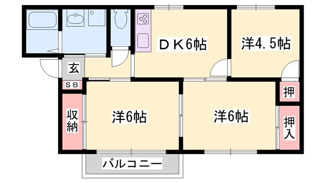 グリーンコーポ中塚(3DK/2階)の間取り写真