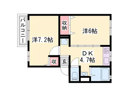 ロイヤルハイツⅠ(2DK/2階)の間取り写真