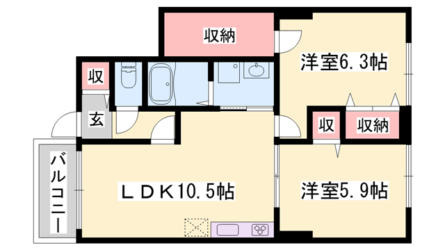 フローレス(2LDK/1階)の間取り写真