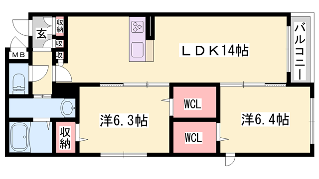 リラフォート白坂(2LDK/3階)の間取り写真