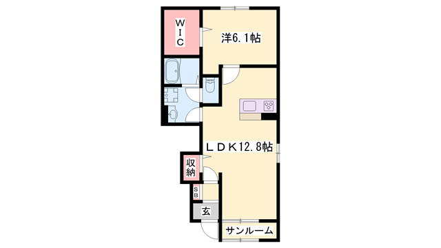 セレーネ(1LDK/1階)の間取り写真