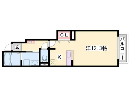 ソレアード(ワンルーム/1階)の間取り写真