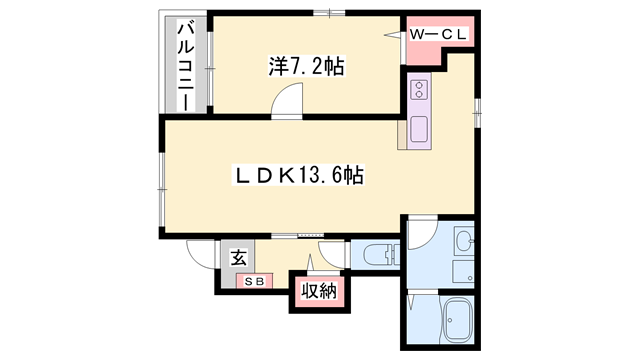 フィレール デュ トラジャⅥ(1LDK/1階)の間取り写真
