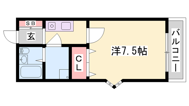 たつの市 TNマンション(1K/1階)の間取り写真