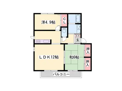 アルカディアコート(2LDK/2階)の間取り写真