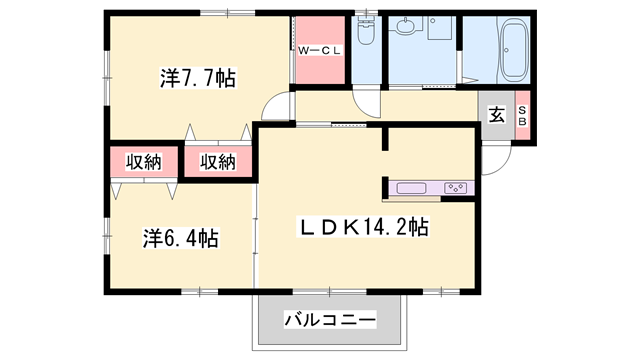 メゾンコートK2(2LDK/2階)の間取り写真