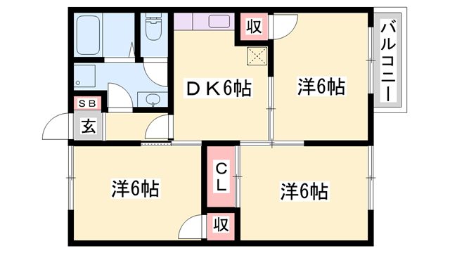 エンジェルコーポラスB(3DK/2階)の間取り写真