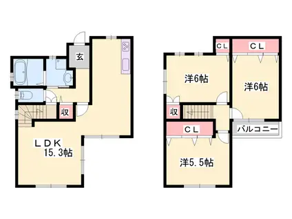 山陽電気鉄道網干線 西飾磨駅 徒歩11分 2階建 築12年(3LDK)の間取り写真