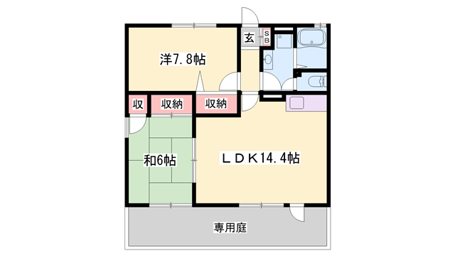 サン・ロワール(2LDK/1階)の間取り写真