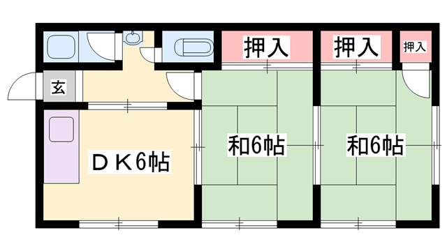 清山荘(2DK/2階)の間取り写真