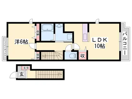 クローバーⅠ(1LDK/2階)の間取り写真