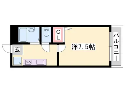 サクシードハイツ北条(ワンルーム/1階)の間取り写真