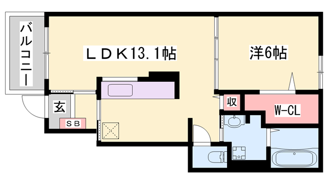 オイコスオニロ田井(1LDK/1階)の間取り写真