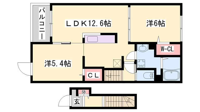 オイコスオニロ田井(2LDK/2階)の間取り写真