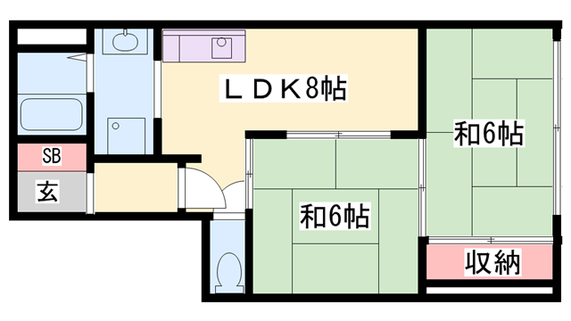 コーポ有本(2LDK/3階)の間取り写真