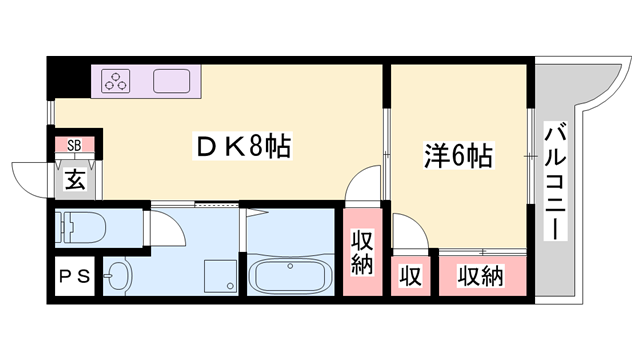 コーポラス神子岡(1DK/2階)の間取り写真