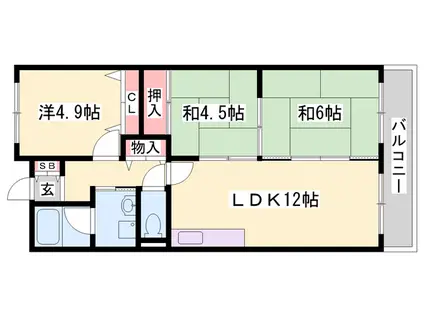 テルツォ南新在家(3LDK/6階)の間取り写真