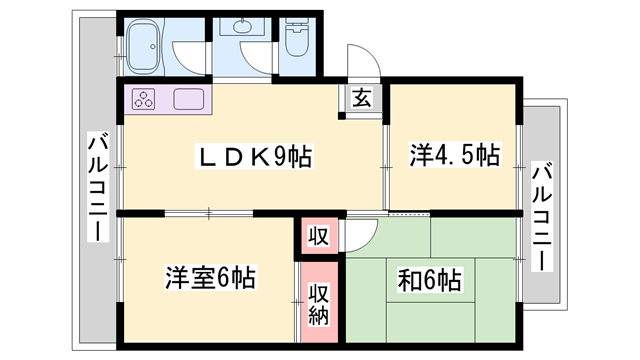 ハイツ神楽田(3LDK/2階)の間取り写真