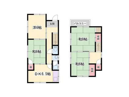 山陽電気鉄道本線 浜の宮駅 徒歩25分 2階建 築51年(4DK)の間取り写真