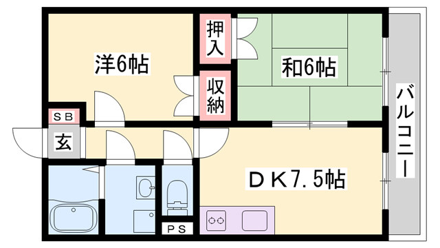 コスモハイツ(2DK/3階)の間取り写真