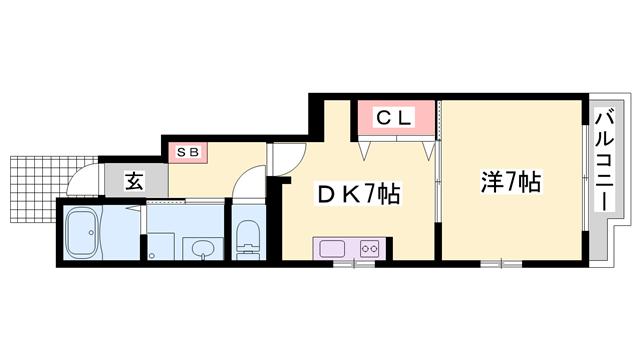 プラーチド1(1DK/1階)の間取り写真
