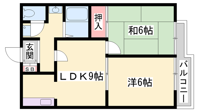 メゾン・ドールやかたB(2LDK/2階)の間取り写真