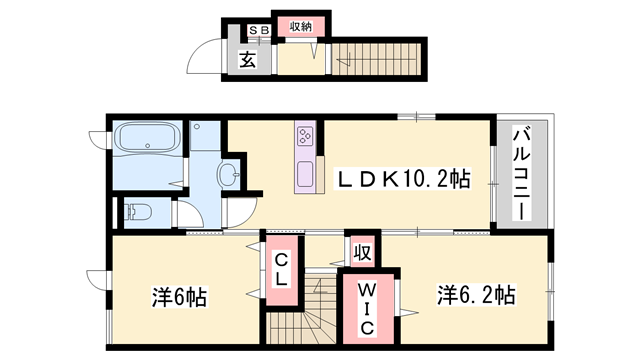 アイリスK1(2LDK/2階)の間取り写真