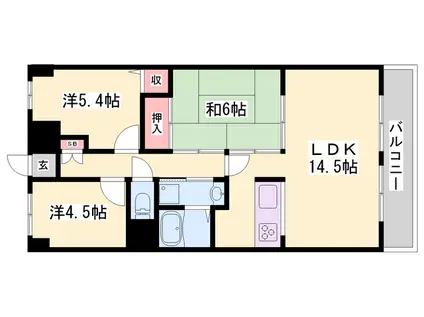 手柄アートスカイハイツ(3LDK/2階)の間取り写真