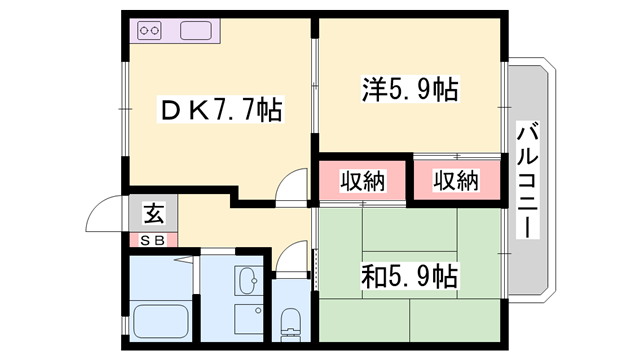 アコーデリア元禄(2DK/2階)の間取り写真