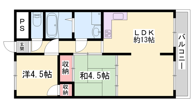 リープラス滝野社(2LDK/3階)の間取り写真