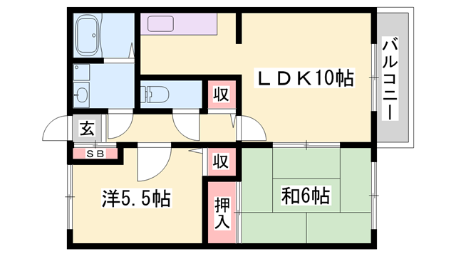 サンシティキタマチC(2LDK/2階)の間取り写真