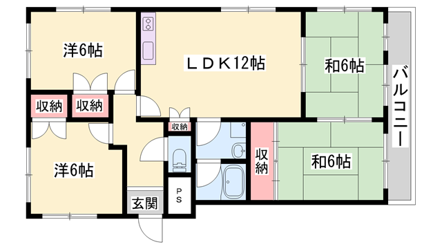 書写ハイツ(4LDK/2階)の間取り写真