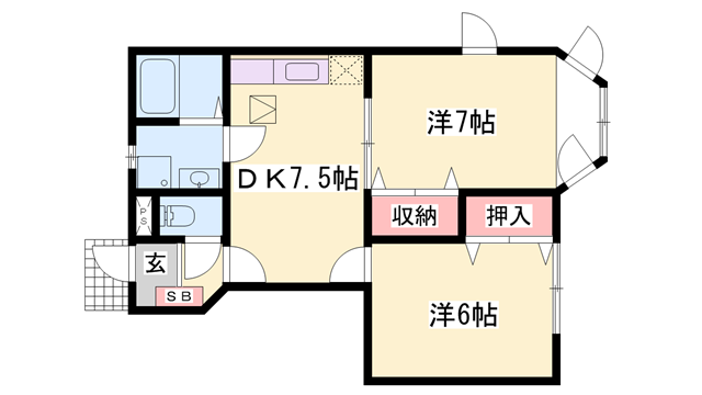 グリーンパレスⅡ(2DK/1階)の間取り写真