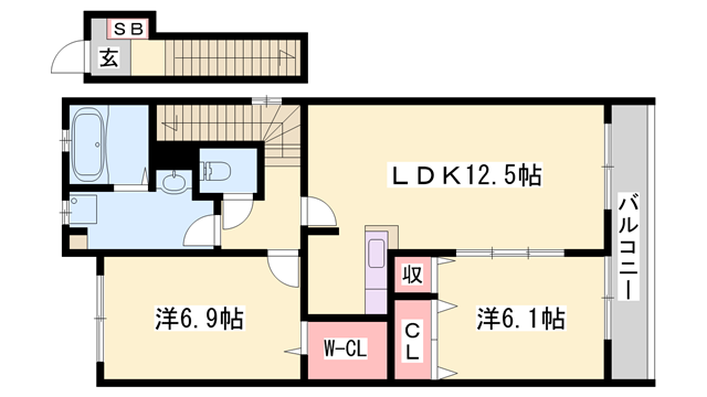フラン・セーヌ2番館(2LDK/2階)の間取り写真